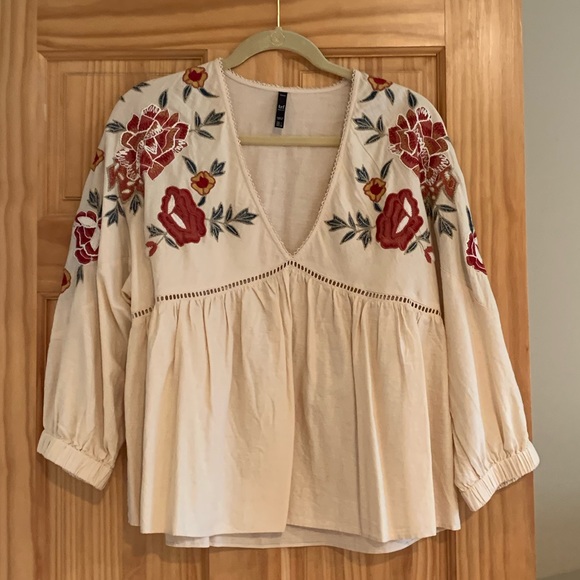 Zara TRF 3/4 Sleeve Embroidered Blouse - Picture 2 of 6